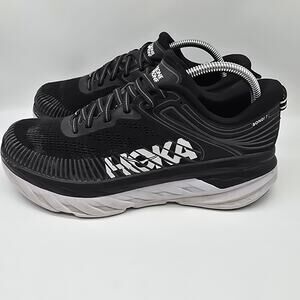 Hoka One One Bondi 7 Athletic Sneakers Shoes Activewear Gym Black White Size 10